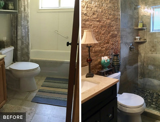 Reader Bathroom: Homeowners Ditch the Tub and Add a Feature Wall (5 photos)