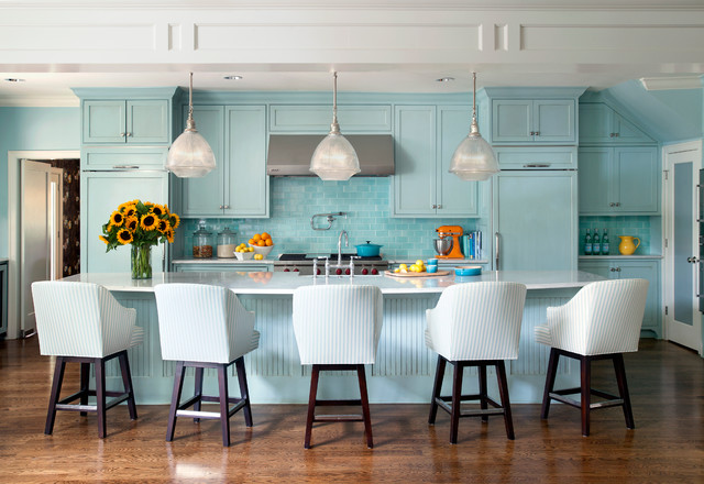 14 Ways to Bring Blue-Green Into Your Kitchen (14 photos)